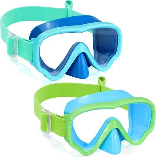 Miniatura 9 de Vvinca Gafas de natación para niños con cubierta para la nariz, máscara de buceo, correa de tela antivaho anti roturas para niños de 3 a 15 años