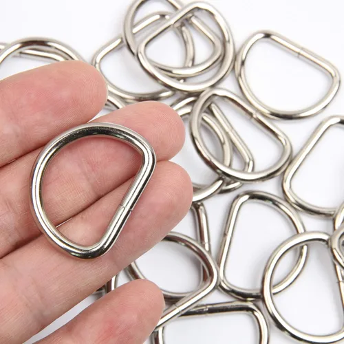 Miniatura 4 de JWBIZ Paquete de 50 anillos en D de metal resistentes extra gruesos de 0.150 in de grosor para coser llaveros, cinturones y correa de perro Plata