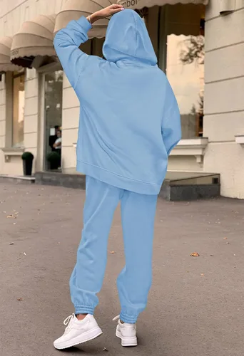 Miniatura 4 de Fixmatti Sudaderas con capucha para mujer, sudadera de manga larga, pantalones deportivos de 2 piezas