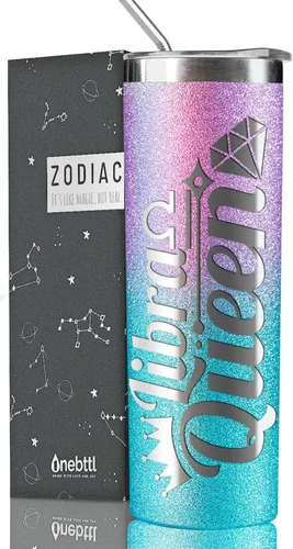 Miniatura 11 de Regalos del zodiaco Onebttl para mujeres, mejores regalos de cumpleaños para amigas, vaso de 20 oz de acero inoxidable, logotipo grabado en negro