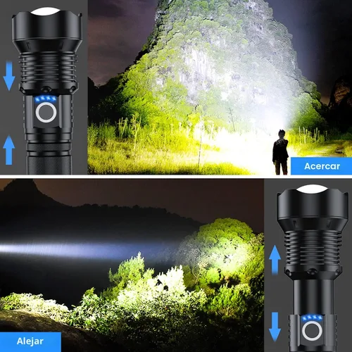 Miniatura 3 de Linternas recargables de 10000 lúmenes altos, linterna LED impermeable para emergencias, linterna de alta potencia con 5 modos, con zoom