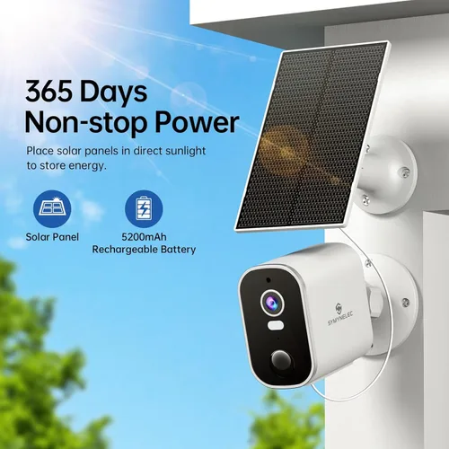 Miniatura 2 de SYMYNELEC Cámaras de seguridad solares para exteriores: paquete de 4 sistemas de vigilancia inalámbricos - Detección de movimiento de visión