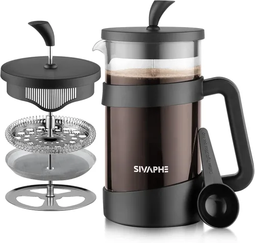 Miniatura 10 de Sivaphe Pequeña prensa francesa de 12 onzas, ligera, duradera, alta borosilicato, jarra/tetera de una sola porción prensa de café espumosa