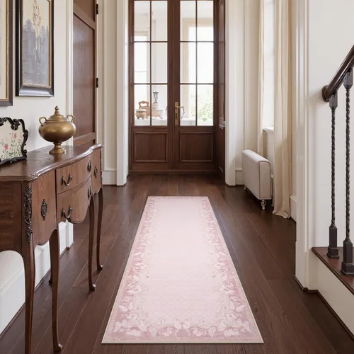 Miniatura 9 de STARUIA Alfombra de pasillo antideslizante de 2 x 6 pies, lavable color rosa mariposa, para pasillos, pelo bajo y suave, alfombra decorada