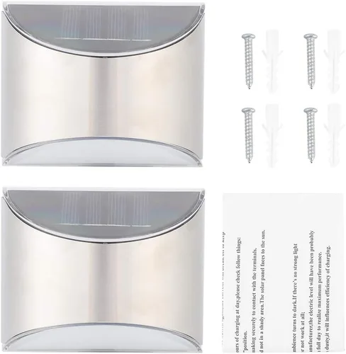 Miniatura 3 de Keenso Luces solares de seguridad de acero inoxidable, elegante lámpara de pared para exteriores, lámpara de pared LightControl con 4 LED, IP55