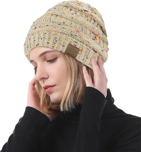 Miniatura 2 de American Trends Gorros de invierno para mujer, paquete de 4 gorros de punto grueso y holgado
