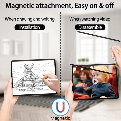 Miniatura 2 de Magnetic Paper-Textured Screen Protector for iPad Mini 7 (2024) and iPad Mini 6 (2021) 8.3 Inch, Removable and Washable Matte Writing Film