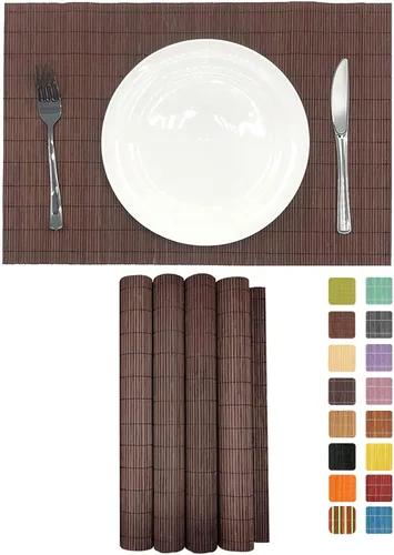 Miniatura 13 de Juego de 8 manteles individuales de bambú para sushi, estilo japonés, antideslizantes, de bambú, lavables, resistentes al calor, para comedor
