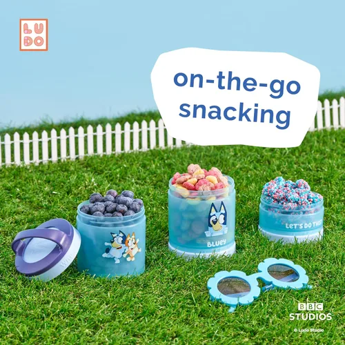 Miniatura 5 de Whiskware Bluey - Recipientes apilables para aperitivos para bebés, niños pequeños y niños, 3 vasos apilables para la escuela y los viajes, ¡Hagamos