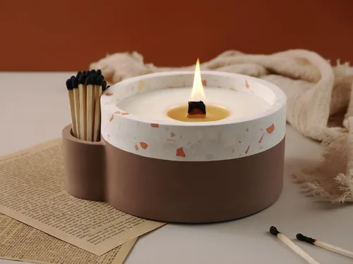 Miniatura 4 de Moldes redondos para tarros de velas, cilindro creativo de silicona, moldes para ollas, moldes para hacer botellas redondas de rayas de hormigón