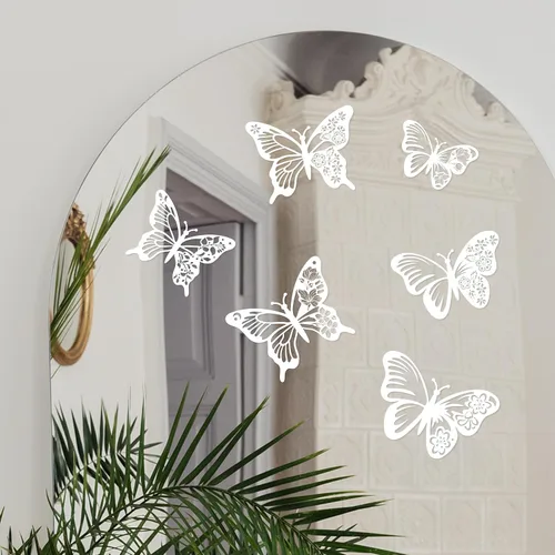 Miniatura 10 de Calcomanías de espejo de pájaro floral blanco – Calcomanías de vinilo elegantes y versátiles para espejos, paredes, puertas, ventanas, fáciles