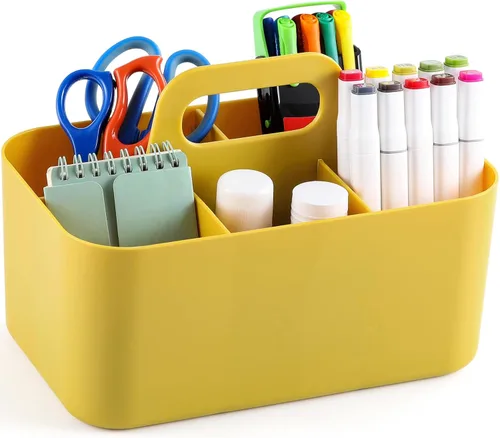 Miniatura 8 de Organizador Caddy Multiusos con Asa - Contenedor Tote de Plástico Apilable - Suministros de Arte y Manualidades, Oficina, Escritorio, Papelería