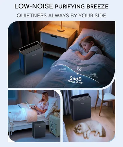 Miniatura 7 de Purificador de aire para el hogar, dormitorio, habitación grande de hasta 2000 pies cuadrados, aplicación inteligente y control de voz con sensor