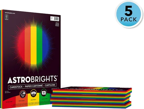 Miniatura 2 de Astrobrights Cartulina de colores, 8.5 x 11 pulgadas, 65 lb/176 gsm, surtido de 5 colores "primarios", 5 paquetes individuales de 50 hojas surtidas
