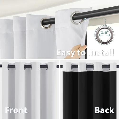 Miniatura 6 de BGment - Cortinas con aislamiento térmico para habitación, 100 % opacas, con forro negro, cortina de doble capa con ojales, reduce el ruido