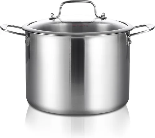 Miniatura 12 de DELARLO Olla de Acero Inoxidable Tri-Capa de 8 Cuartos, Resistente, Compatible con Todas las Estufas, Olla para Sopa de hasta 600℉ con Tapa, Olla