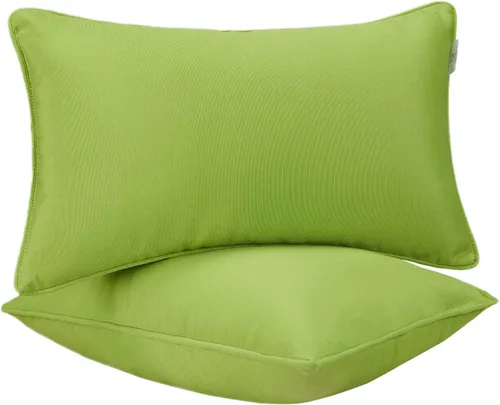 Miniatura 20 de JMGBird Juego de 2 almohadas lumbares para exteriores con relleno de algodón PP para muebles de patio, almohadas decorativas de 12 x 20 pulgadas