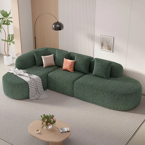 Miniatura 10 de Sofá modular modular de 114 pulgadas para sala de estar, moderno sofá modular con diván, sofá seccional en forma de L, no requiere montaje, beige