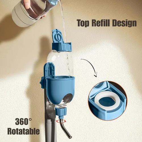 Miniatura 2 de Botella de agua para mascotas para jaula de 17 onzas, dispensador de agua antigoteo para animales pequeños, conejos, conejillos de indias, Azul