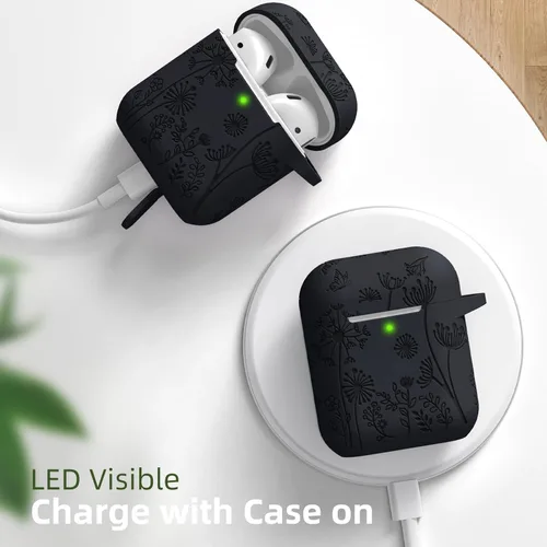 Miniatura 7 de Lerobo para Funda AirPod, Funda de 2ª y 1ª Generación, Funda Protectora Completa con Grabado de Flores Compatible con Funda de Carga Apple AirPod