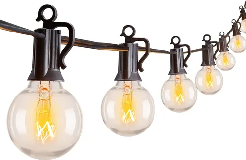 Miniatura 16 de Tira de luces G40 de 25 pies, con focos transparentes, con certificado UL para patios traseros, interiores y exteriores, negro, SYNCHKG061359