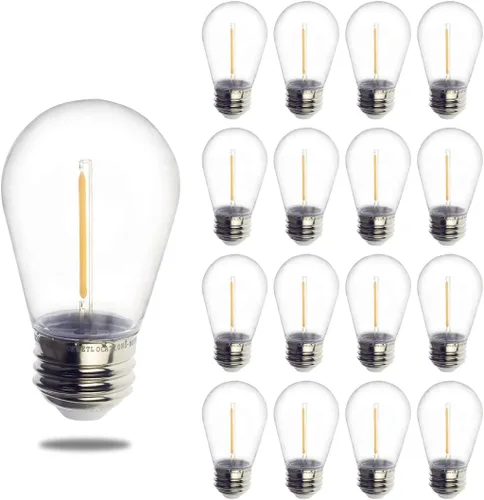 Jslinter Bombillas LED S14 de 1 W, inastillables y resistentes al agua, 2200 K blanco cálido, equivalente a 11 W, base E26, reemplazo de estilo
