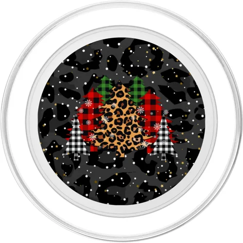 Miniatura 2 de Árboles de Navidad con estampado de leopardo negro y cuadros PopSockets MagSafe PopGrip para iPhone