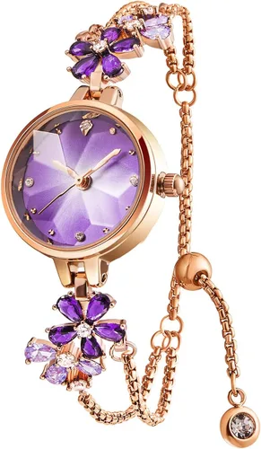 Miniatura 19 de TIME100 Reloj de pulsera para mujer, de cuarzo, con esfera verde, bisel con cristales en el movimiento, correa de pulsera con diamantes, resistente