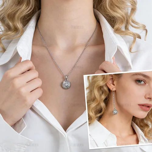 Miniatura 5 de AUEAR, Paquete de 100 dijes de globo de aleación de tierra de plata para hacer joyas, pulseras y collares