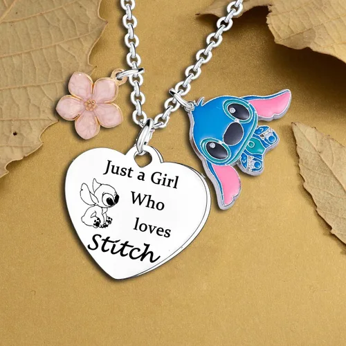 Miniatura 4 de Collar de puntada, regalos para niñas, decoración de cumpleaños, regalos para hija, amigos, regalos de Just A Girl Who Loves Stitch Girls Jewellery