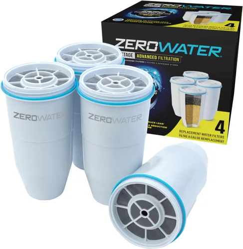 Miniatura 2 de ZeroWater Filtro de repuesto oficial, paquete de 4 + jarra de filtro de agua de 5 etapas lista para verter de 10 tazas