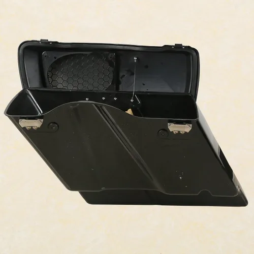 Miniatura 5 de Alforjas rígidas estiradas de 5 pulgadas con tapas de altavoz de 6 x 9 pulgadas+soportes de conversión cromados para Harley Davidson modelos Softail