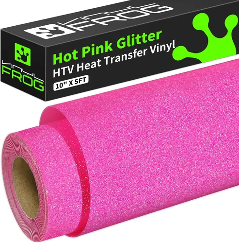 Miniatura 21 de VINYL FROG Rollo de vinilo de transferencia de calor con purpurina de 12 pulgadas x 5 pies, vinilo negro para planchar con purpurina para camisetas
