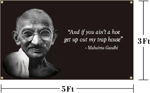 Miniatura 2 de Chief Gandhi - Bandera de 3 x 5 pies, divertido póster de pared de cueva de hombre duradero con ojales de latón. Esta hermosa bandera