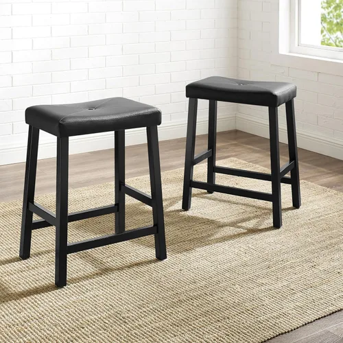 Miniatura 2 de Crosley Furniture Juego de 2 taburetes de bar tapizados con altura de mostrador, color negro, 24 pulgadas
