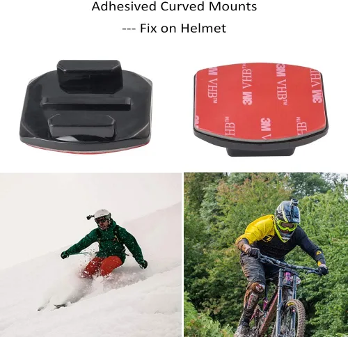 Miniatura 3 de Accesorios para cámara de acción, soportes curvados y planos adhesivos con hebilla, rosca de tornillo de 1/4 con tornillo de pulgar, compatible