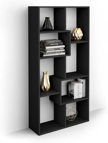 Miniatura 33 de Mobili Fiver, Iacopo XS Estantería con puertas de panel (63.31 x 31.5 pulgadas), color negro Ashwood, Made in Italy
