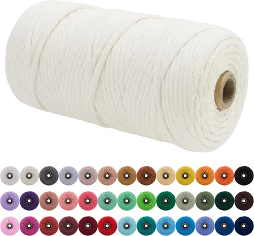 Miniatura 53 de JeogYong Cordón de macramé de un solo hilo 2mm x 164 yardas (492 pies) Cuerda de algodón suave, hilo de macramé 2 mm, suministros de macramé