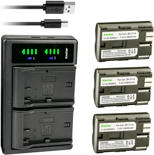 Miniatura 6 de Kastar Cargador de batería USB LTD2 - Reemplazo para Canon BP-511A, BP-512A, BP-522, CB-5L, CG-580, BG-E2N
