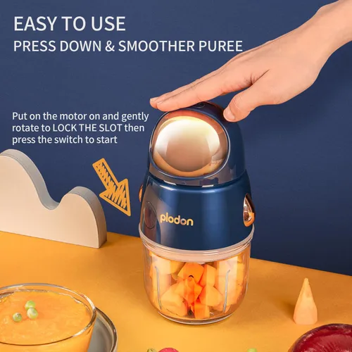 Miniatura 2 de Mini Procesador de Alimentos para Bebés Lindo y Pequeño Licuadora Trituradora de Puré Picadora Taza de 300ml Cuenco de Vidrio con 8 Cuchillas