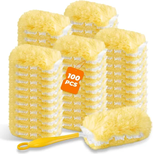 Miniatura 8 de Recambios de plumero resistentes compatibles con plumeros Swiffer, 20 repuestos de microfibra con 1 mango, plumeros multisuperficie desechables