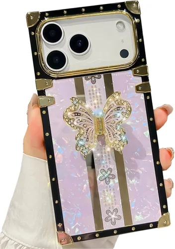 Miniatura 44 de Compatible con Funda Samsung Galaxy S22 Ultra, Diseño de Mariposa Brillante de Lujo con Soporte Plegable Kickstand para Mujeres y Niñas, Funda Rosa
