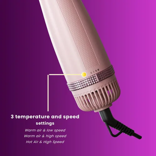 Miniatura 5 de Cepillo secador de pelo, giratorio 3 en 1 con 3 cabezales para secar peinado, voluminizar, rizar, elegante en un solo paso para cabello largo, 3 Rosa