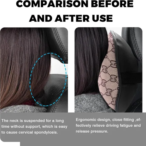 Miniatura 5 de Juego de 7 piezas de funda para volante para mujeres, accesorios de automóvil con almohadas para el cuello del automóvil, almohada de apoyo lumbar