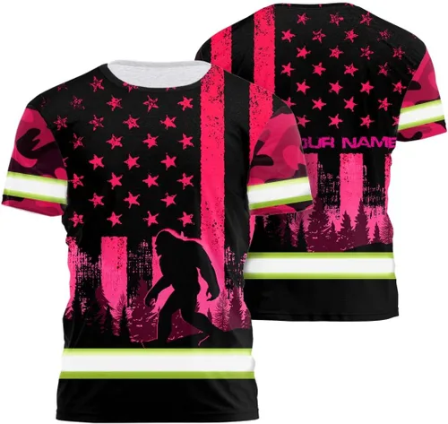 Miniatura 17 de Camiseta de alta visibilidad con bandera de EE. UU., con nombre personalizado, ropa de trabajo de seguridad reflectante, caminantes Calavera