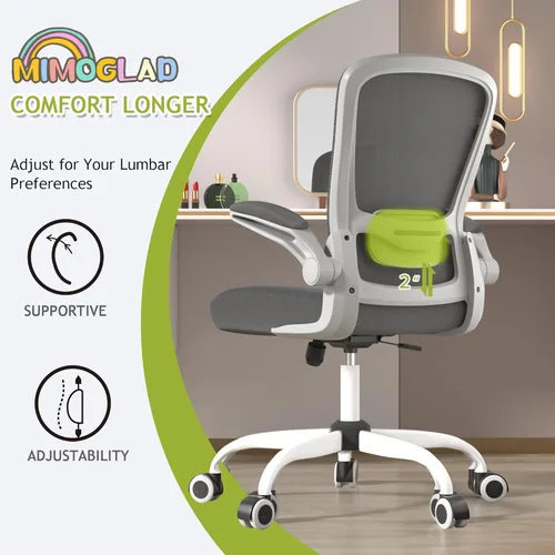 Miniatura 3 de Mimoglad Silla de Oficina para el Hogar, Silla de Escritorio con Respaldo Alto, Silla Ergonómica de Malla para Computadora con Soporte Lumbar Gris