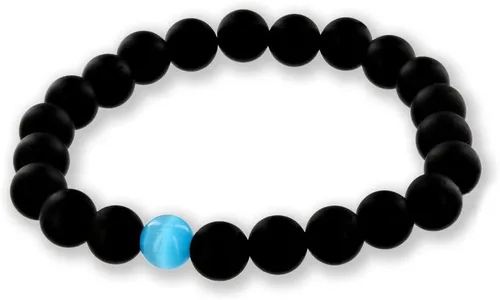 Pulsera de piedra de ojo de gato y ónix en caja de regalo fuerte elástico sanación hombres mujeres piedras preciosas de cristal natural curativo