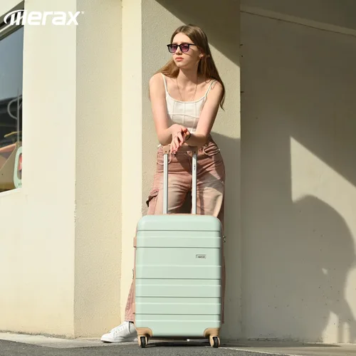 Miniatura 2 de Merax 3 piezas expandible Abs Hardshell Equipaje Sets Spinner Wheel Maleta TSA Lock Suit Case, Gris Verde, Merax 3 piezas expandible Abs Hardshell