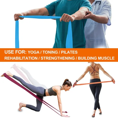 Miniatura 6 de A AZURELIFE Professional Individual Exercise Resistance Bands, Single 5, 6,7 Ft or 8 Yards Elastic Bands, Non-Latex Stretch Bands for PT, Yoga