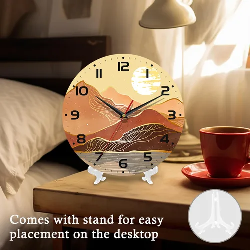Miniatura 4 de Reloj de pared, 10 pulgadas, silencioso, sin tictac, decoración de cocina para el hogar, funciona con pilas, para baño, dormitorio, sala de estar